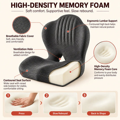 Ergonomic Memory Foam Seat Cushion with Lumbar Support
