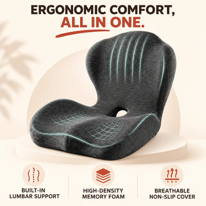 Ergonomic Memory Foam Seat Cushion with Lumbar Support