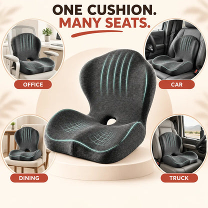 Ergonomic Memory Foam Seat Cushion with Lumbar Support